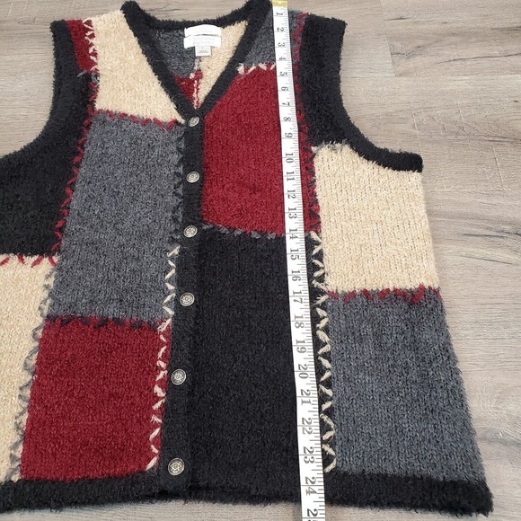 Christopher & Banks Patchwork Vest Sz L Mohair Cottagecore Hand Embroidered - Picture 9 of 14